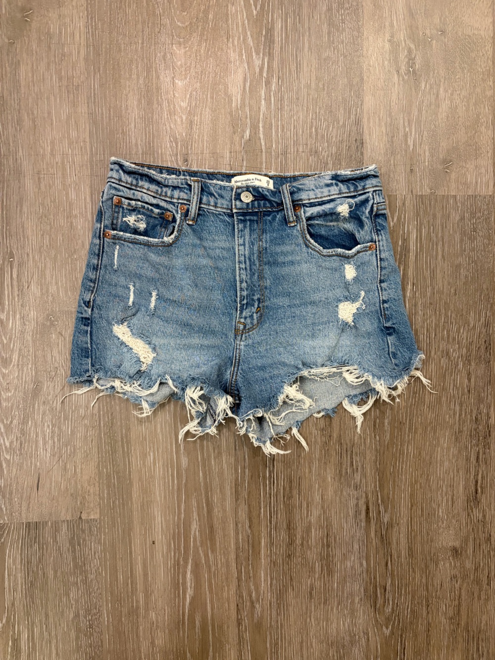 Abercrombie & Fitch Distressed Light Blue Denim Cutoff Shorts